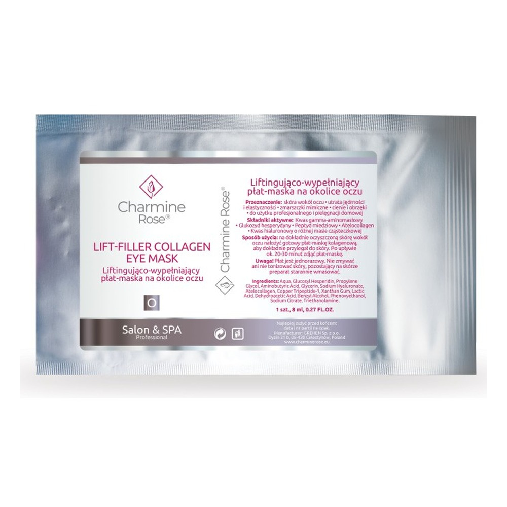 Charmine Rose Lift Filler Collagen Liftingująco-Wypełniający Pat-Maska na Okolice Oczu 1 Sztuka