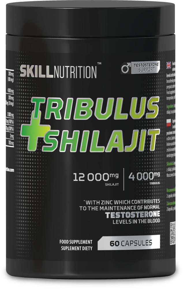 Skill Nutrition Tribulus + Shilajit Suplement Na Witalność i Poziom Testosteronu 60 Kapsułek