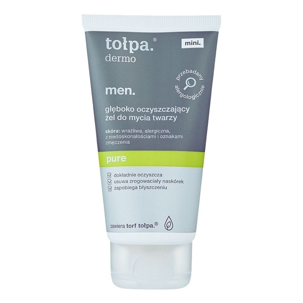 Tołpa Dermo Men Pure Węglowy żel do mycia twarzy dla skóry wrażliwej i tłustej 150ml