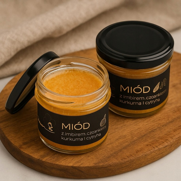 Bona Miód z Imbirem Cytryną Kurkumą Czosnkiem Naturalny Pyszny Smak 245g