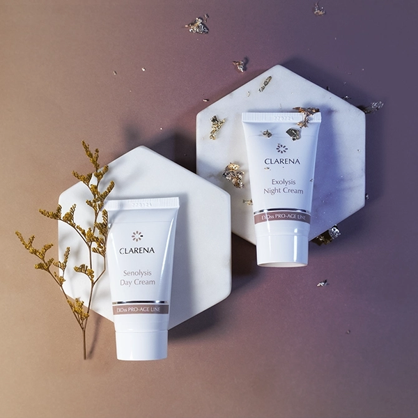 Clarena Exoss Pro Age Set with Senolytic Day Cream and Exosomal Night Cream for Mature Skin 2x30ml