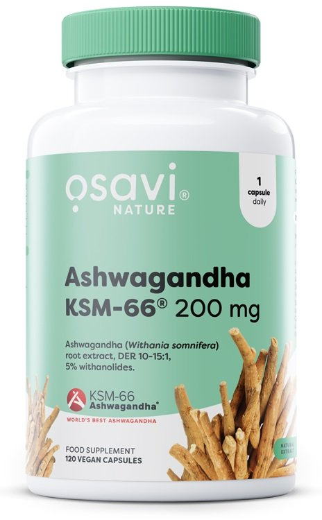 Osavi Ashwagandha KSM-66 200mg na Stres i Funkcje Poznawcze 120 Wegańskich Kapsułek
