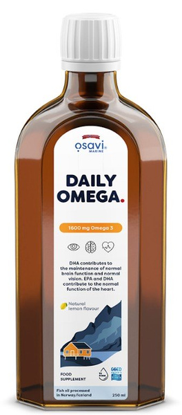 Osavi Daily Omega 1600mg Omega 3 w Płynie o Naturalnym Smaku Cytrynowym Na Serce i Mózg 250ml