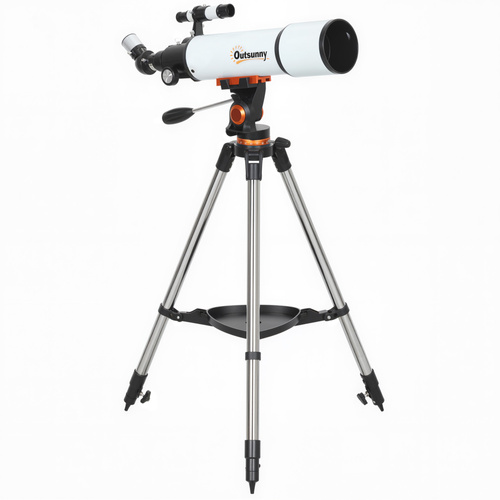 Outsunny Astronomy Telescope for Adults and Beginners with 80 mm Aperture, Carry Bag, White