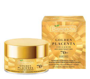 Bielenda Golden Placenta Collagen Reconstructor Repairing-Revitalizing Cream Anti-Wrinkle Concentrate 70+ for Day and Night 50ml