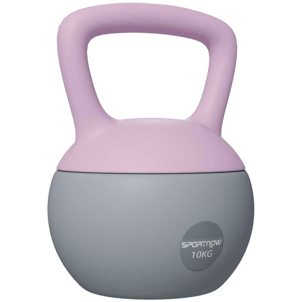 SPORTNOW 10KG Soft Kettlebell, Kettlebell with Non-Slip Handle for Home Gym, Weight Lifting, Strength Training, Purple/Grey