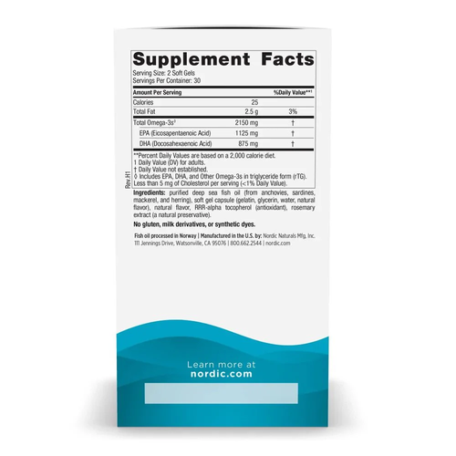 Nordic Naturals Ultimate Omega 2X 2150mg Body Health Support Brain and Heart Function Lemon 60 Softgels