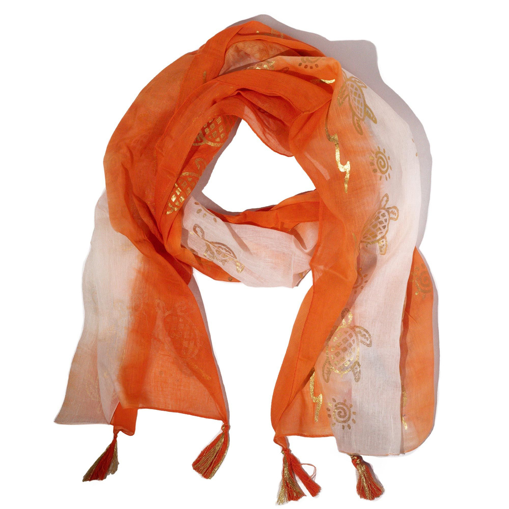 Nomad Sari Summer Turtle Print Scarf - Coral (180x50cm)