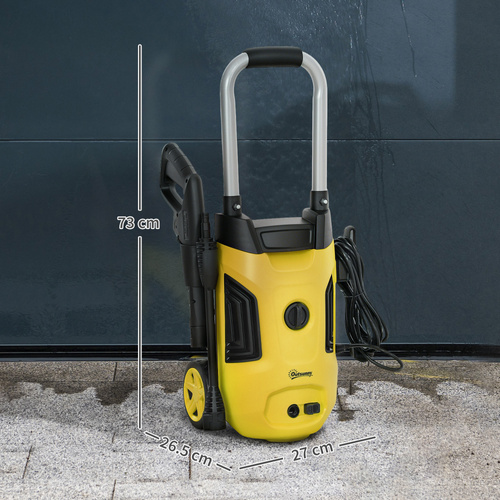 Outsunny 1800W 150-Bar Pressure Washer, with Adjustable Nozzle - Yellow