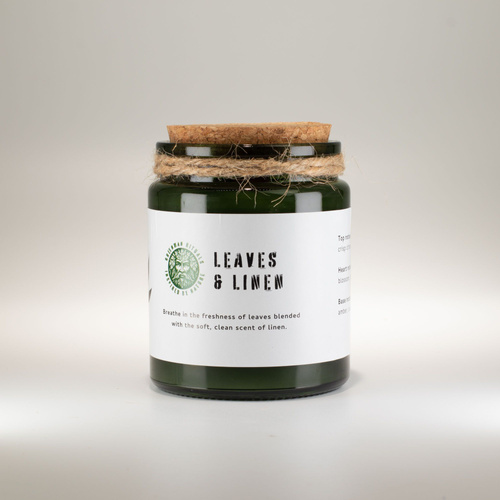Greenman Woodwick Soy Candle - Leaves and Linen