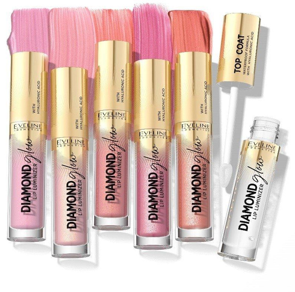 Eveline Diamond Lip Glow Błyszczyk do Ust z Kwasem Hialuronowym Nr 08 Honey Glam 4,5ml