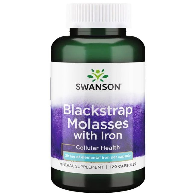 Swanson Blackstrap Molasses with Iron 29mg Melasa z Żelazem 120 Kapsułek
