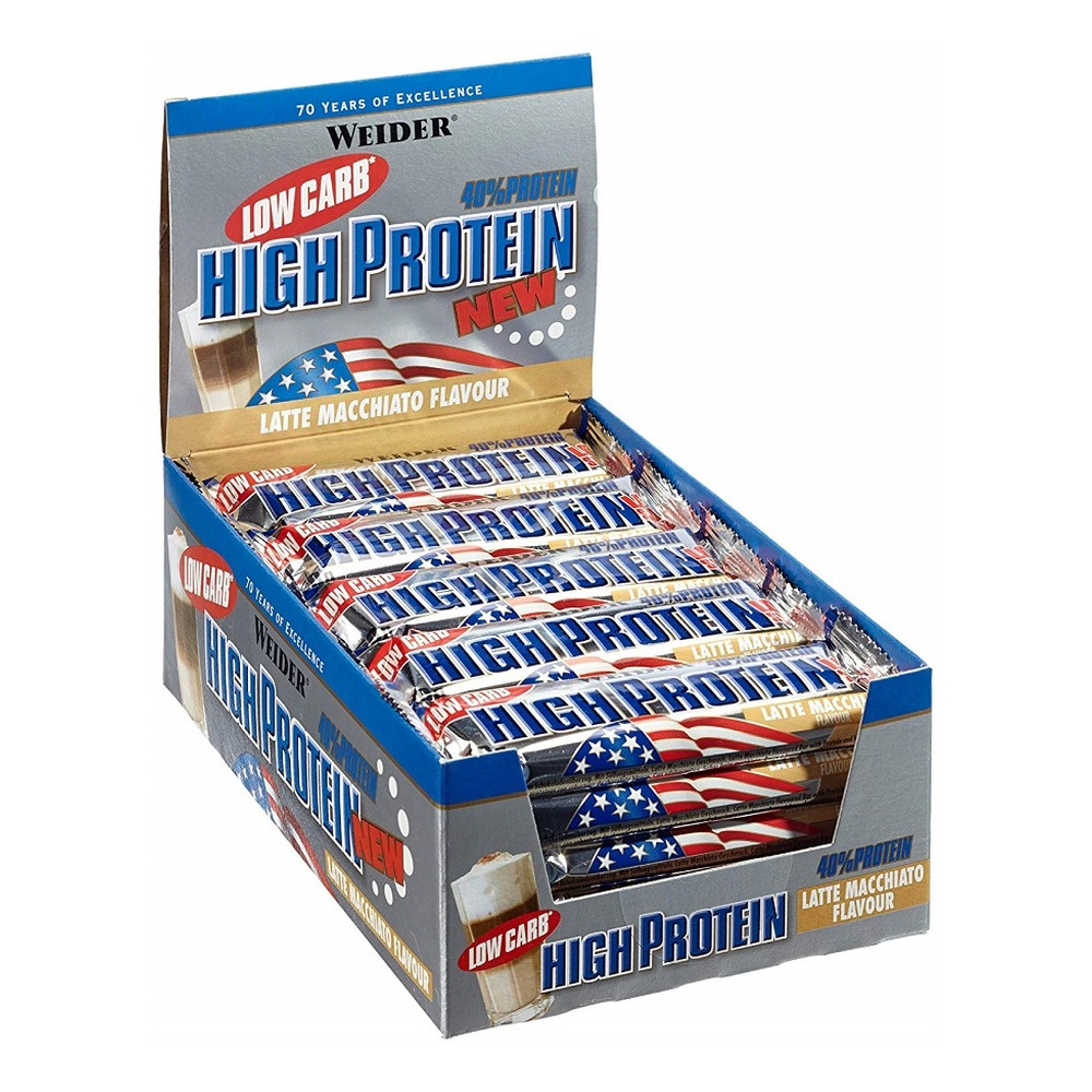 Weider 40% Low Carb High Protein Bar, Peanut Caramel - 24 x 50g