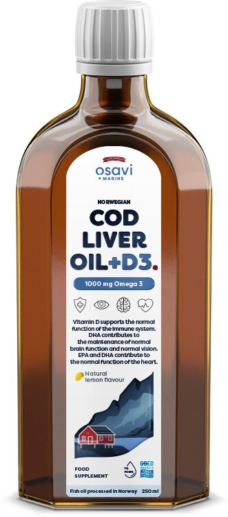 Osavi Norwegian Cod Liver Oil + D3 1000mg Omega 3 (Lemon) 250ml