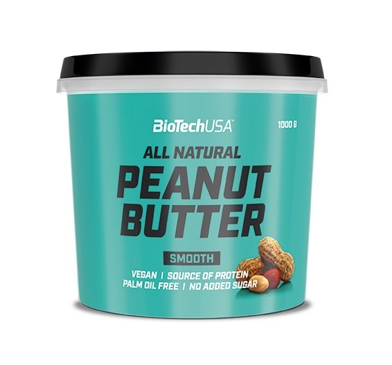 BioTechUSA Peanut Butter Smooth Natural Peanut Spread Protein and Fiber Source 1000g