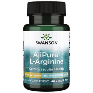 Swanson AjiPure L-Arginine 500mg Wspiera Układ Krążenia 60 Kapsułek