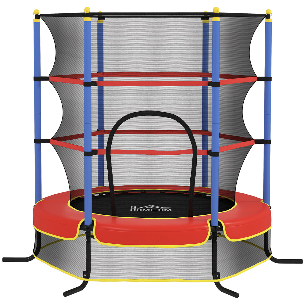 HOMCOM Kids Trampoline, with Safety Net, for Ages 3-10 Years