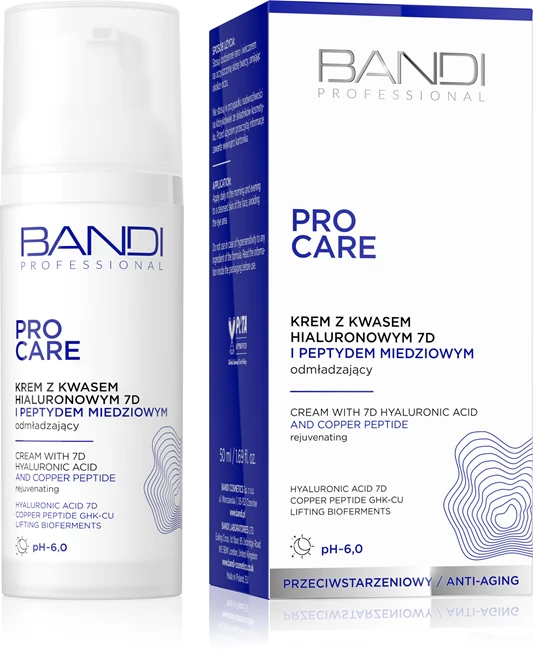 Bandi Pro Care Krem do Twarzy z Kwasem Hialuronowym 7D i Peptydem Miedziowym dla Skóry Dojrzałej 50ml