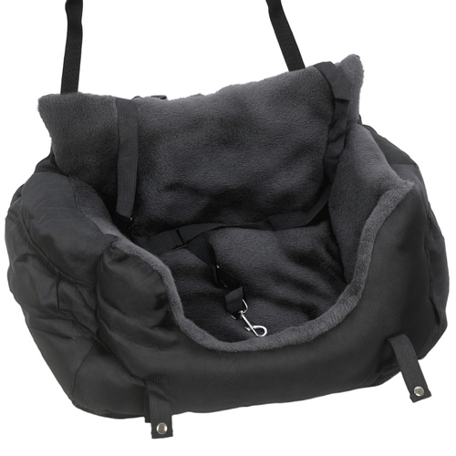 PawHut Dog Car Seat for Small Dogs with Fixed Buckle, Safety Leash, Washable Cover, 58 x 45 x 28 cm, Black