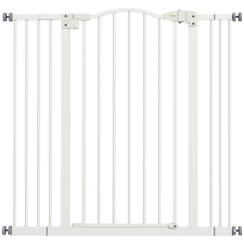 PawHut Pressure Fit Dog Stair Gate No Drilling Safety Gate Auto Close for Doorways, Hallways, 74-100cm Adjustable, 94cm Tall, White