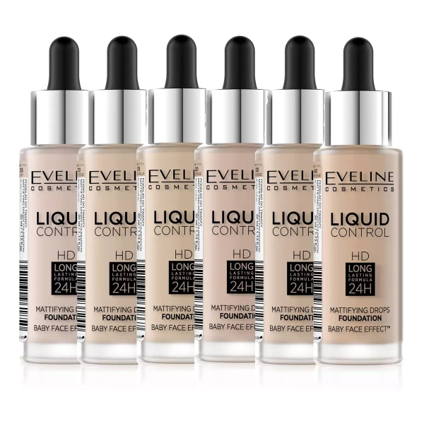 Eveline Liquid Control HD Foundation with Niacinamide in Dropper No. 02 Soft Porcelain 32ml