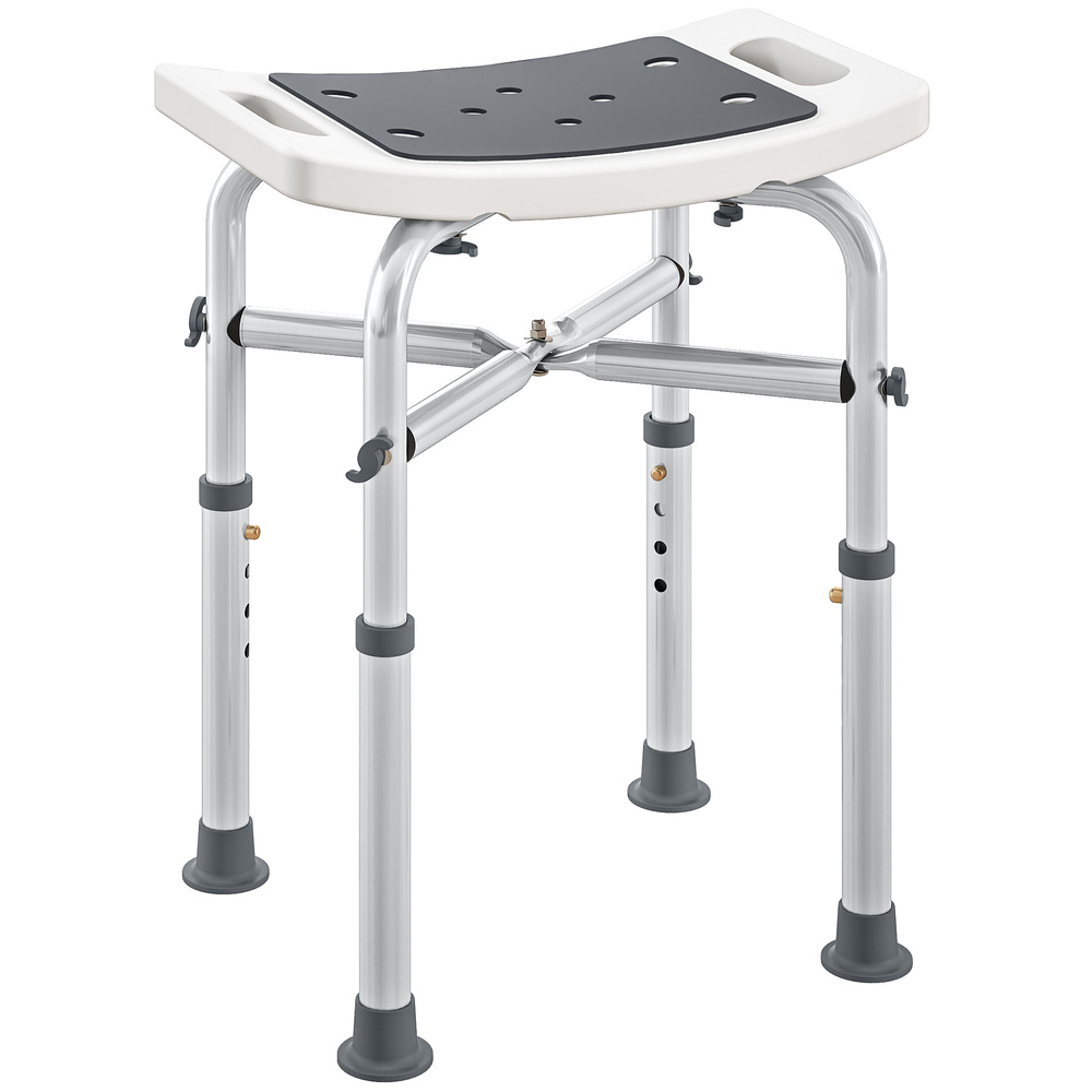 HOMCOM 44-51.5cm Aluminium Frame Shower/Bath Stool - Grey