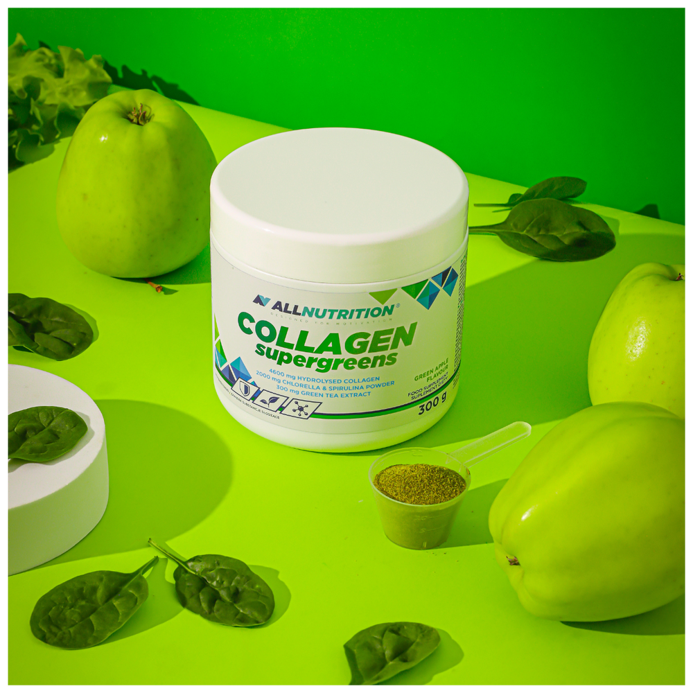 AllNutrition Collagen Supergreens Green Power for Skin Hair and Vitality Green Apple 300g