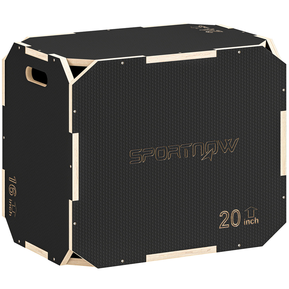 SPORTNOW Non-Slip Plyo Box, Corner-free Wooden Jump Box, 41 x 61 x 51 cm