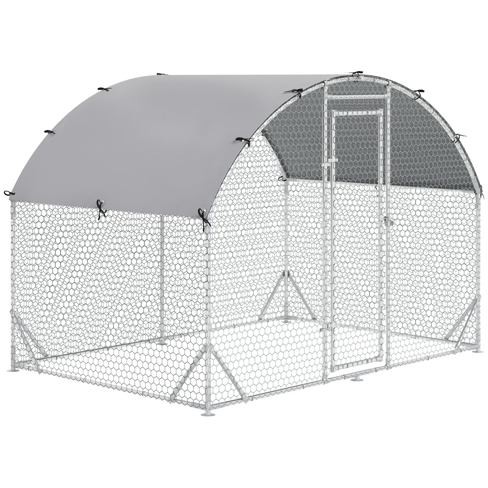 PawHut Walk In Chicken Run Galvanised Chicken Coop Hen Poultry House Cage Pet Playpen Garden with Water-Resist Cover, 2.8 x 1.9 x 2m
