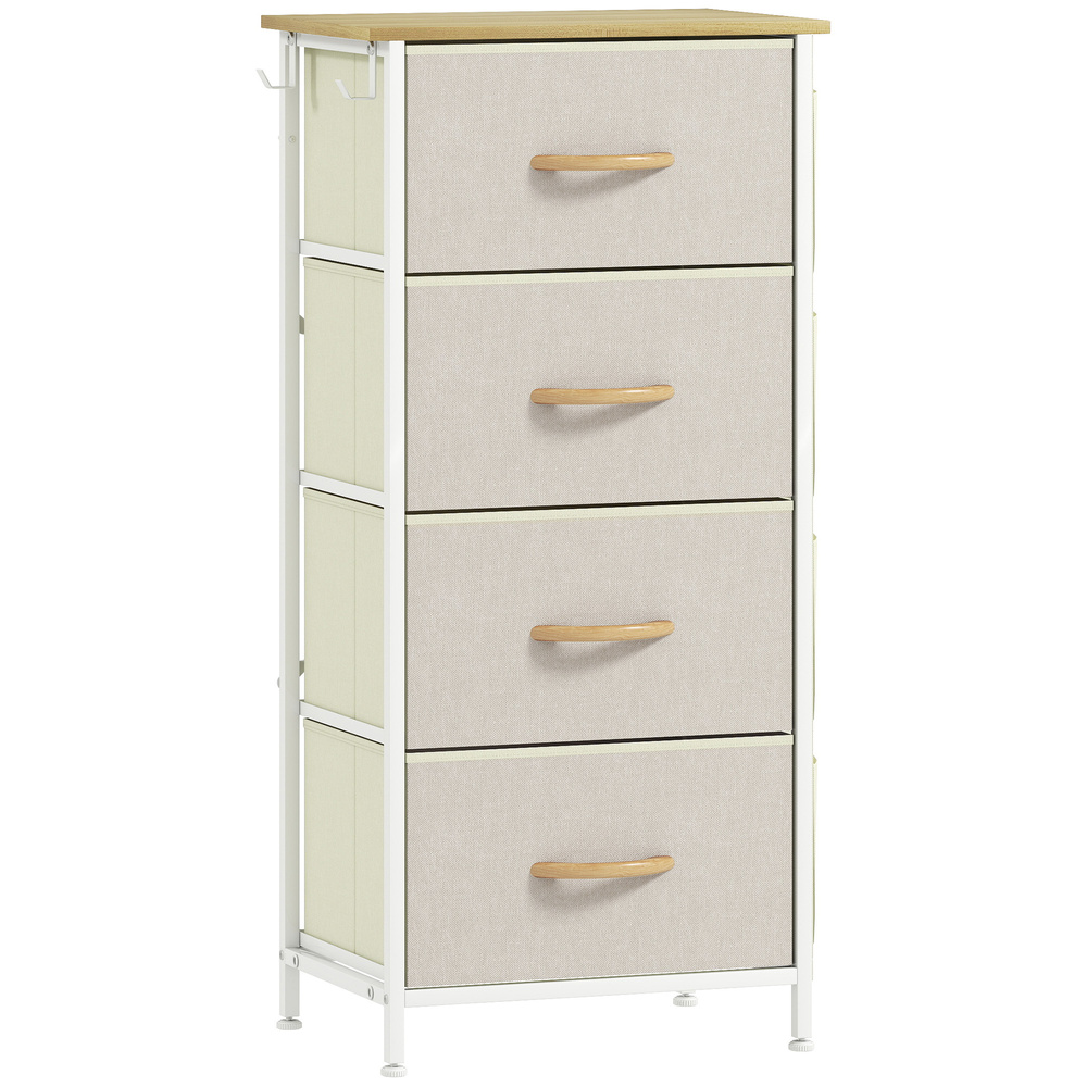 HOMCOM Chest of Four Fabric Drawers - Beige