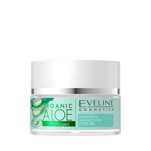 Eveline Organic Aloe + Collagen Wegański Nawilżający Żel dla Skóry Normalnej i Mieszanej 50ml