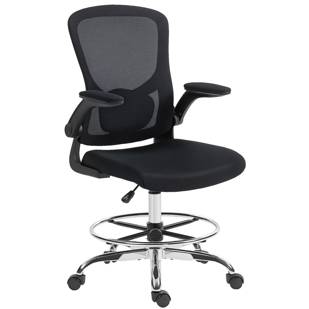 HOMCOM Draughtsman Chair, with Adjustable Lumbar - Black