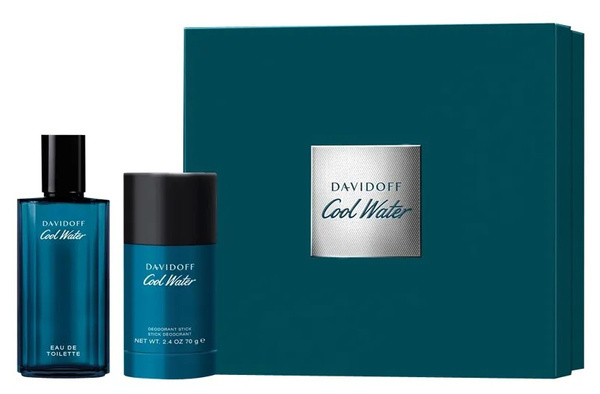 Davidoff Cool Water Gift Set Woda Toaletowa 75ml EDT + Dezodorant w Sztyfcie 70g Zestaw dla Mężczyzn 1 Sztuka