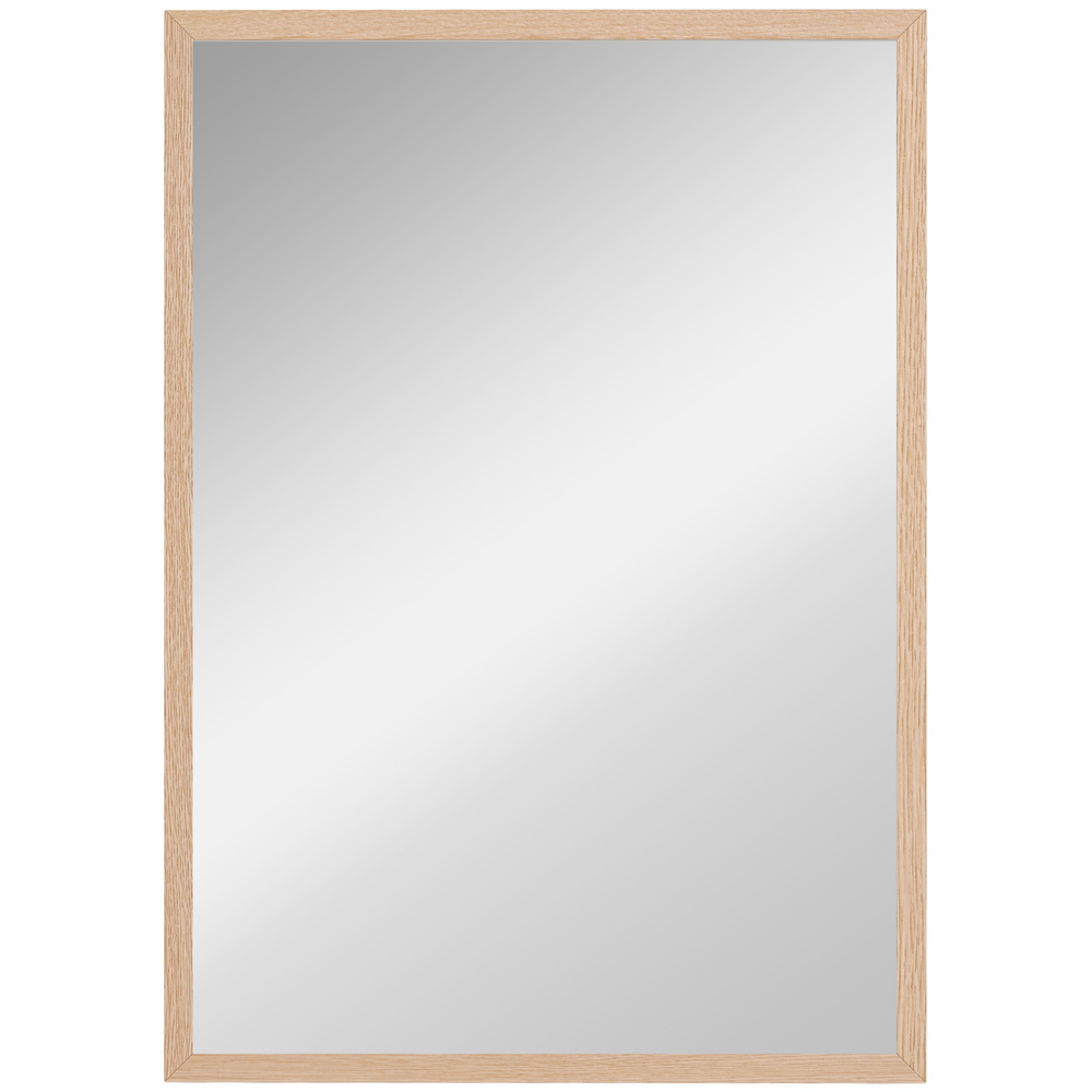 HOMCOM Wall Bathroom Mirror, 70 x 50 cm Wall-Mounted Mirror for Living Room, Bedroom, Hallway, Natural Wood