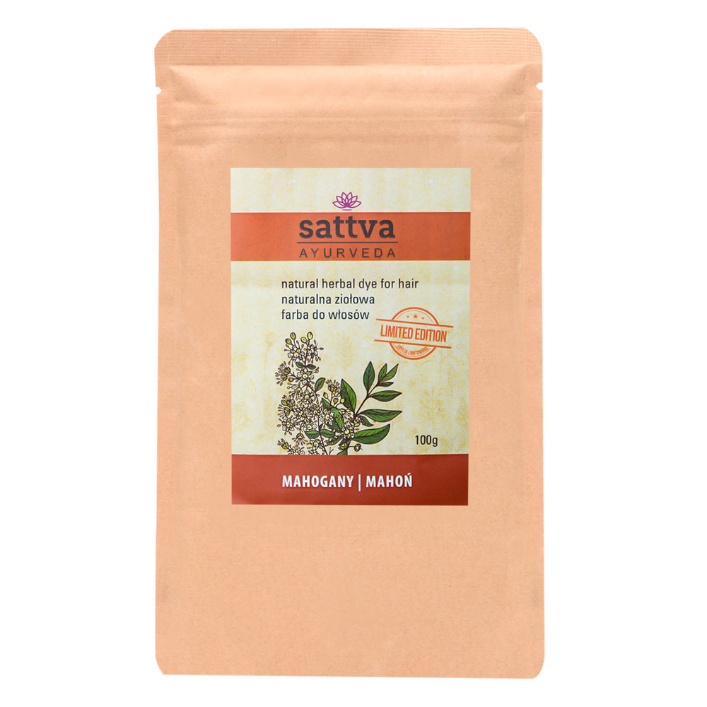 Sattva Ayurveda Naturalna Ziołowa Farba do Włosów Mahoń Edycja Limitowana 100g