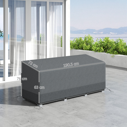 Outsunny Rectangular Patio Garden Furniture Cover Waterproof for 3 Seater Sofa Bistro Set, UV Resistant Protection 600D Oxford Fabric Rattan Lounge Clean Cover, 190 x 72 x 76cm, Grey