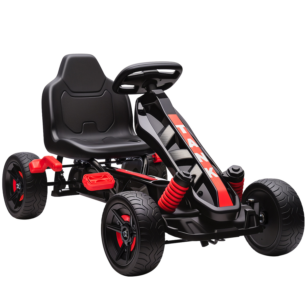 AIYAPLAY Pedal Go Kart for Kids Aged 3-6 Years, with Freewheel System, Brake, EVA Anti-Slip Wheels, Red