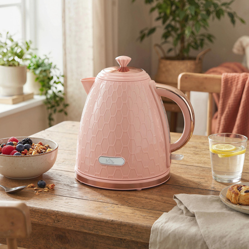 HOMCOM 3kW Rapid Boil Honeycomb Kettle - Light Pink