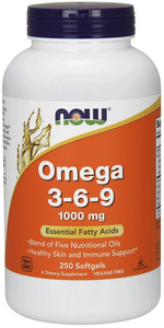 Now Foods Omega 3-6-9 1000mg Wspiera Pracę Układu Sercowo-Naczyniowego 250 Kapsułek