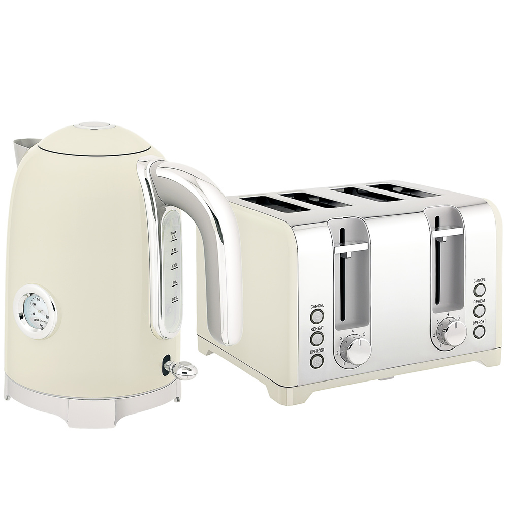 HOMCOM Retro 3000W Kettle and Toaster Set - Grey