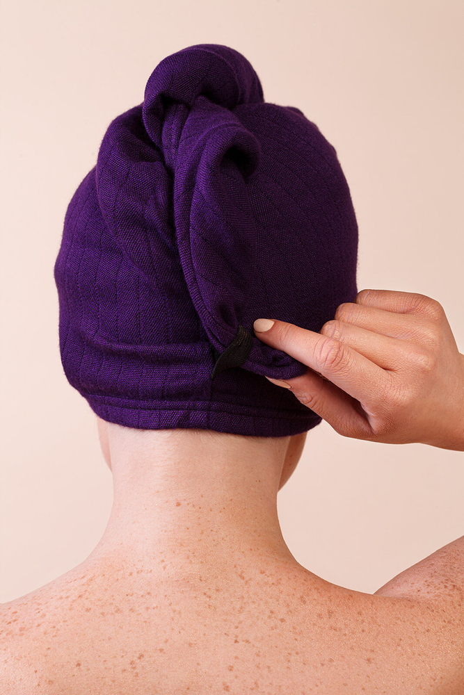 Anwen Dry It Up Luxury Bamboo Hair Turban for Night Care - Deep Purple