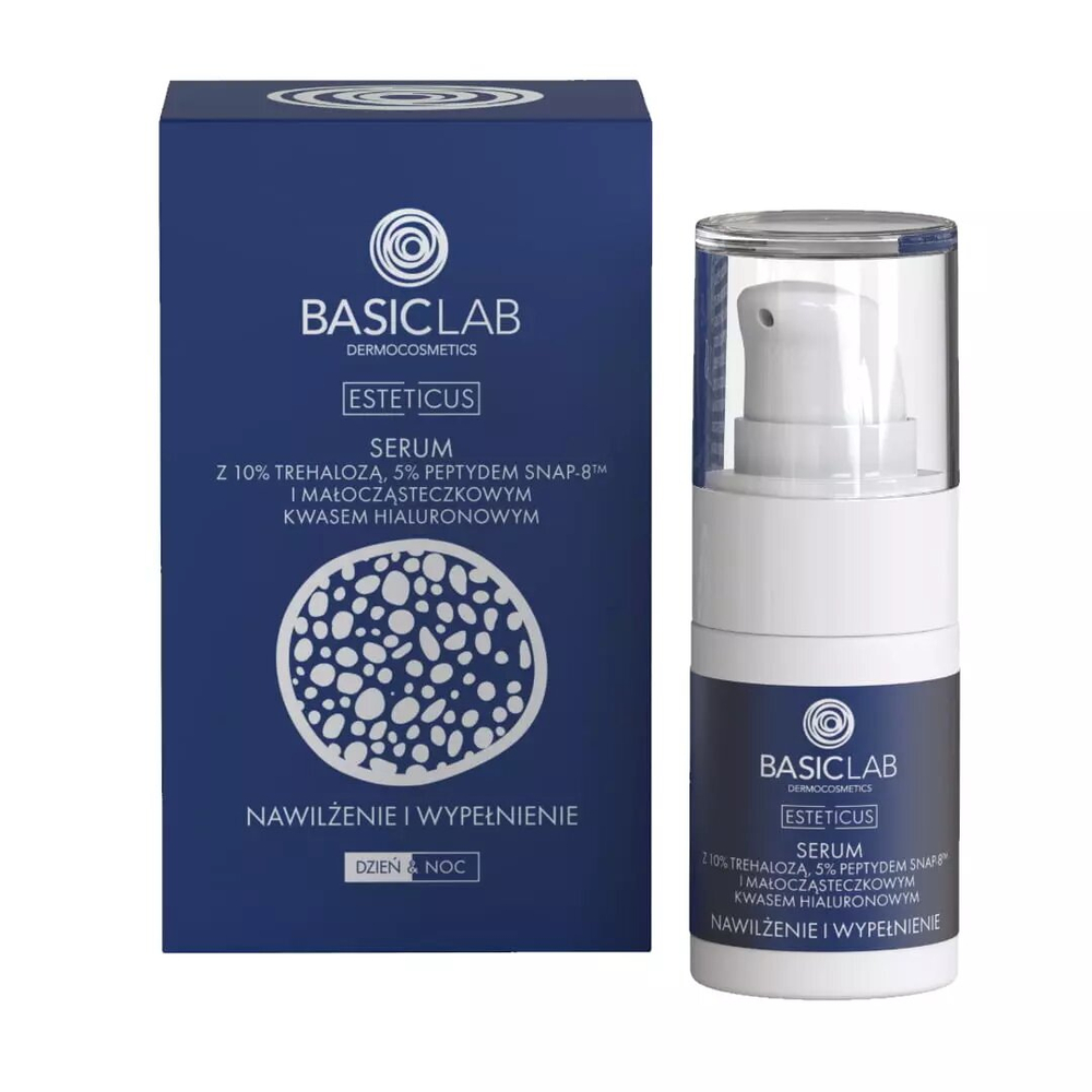 BasicLab Serum z Trehalozą i Peptydem 15 ml - Nawilżenie, Elastyczność i Redukcja Zmarszczek