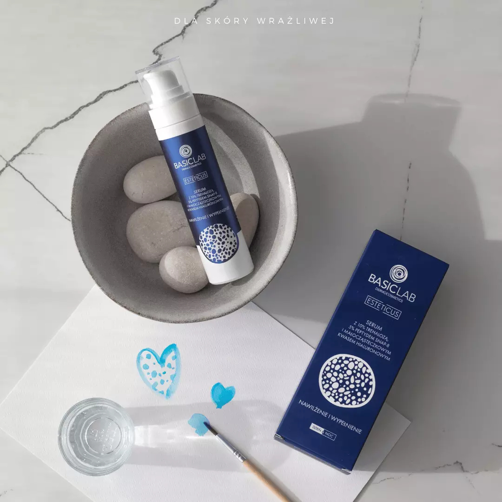 BasicLab Dermocosmetics Trehalose & Snap-8 Peptide Serum - 10% Hydration, 5% Anti-Aging Formula for Dry Skin (50ml)