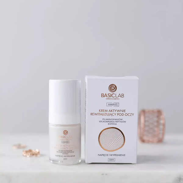 BasicLab Actively Revitalizing Eye Cream with Amino Acids & Peptides - Anti-Aging, Hydrating, Vegan Formula 18ml