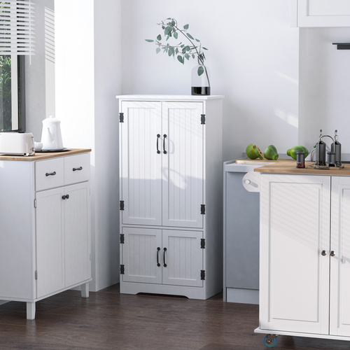 HOMCOM Accent Floor Storage Cabinet, Kitchen Cupboard Sideboard with Adjustable Shelves and 2 Lower Doors, White