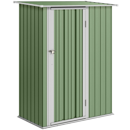 Outsunny 5ft x 3ft Garden Storage Shed, Outdoor Metal Shed with Sloped Roof, Lockable Door for Tools, Equipment, Light Green