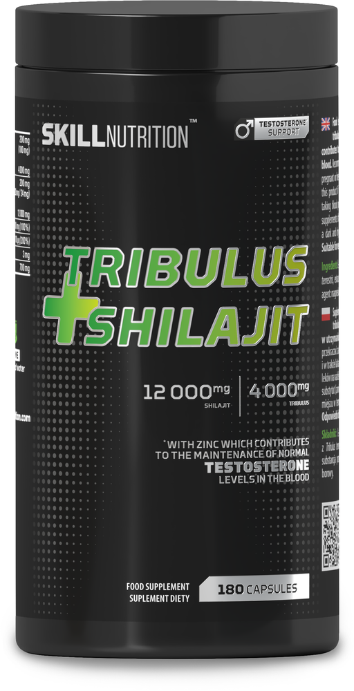 Skill Nutrition Tribulus + Shilajit Suplement na Witalność dla Mężczyzn 180 Wegańskich Kapsułek