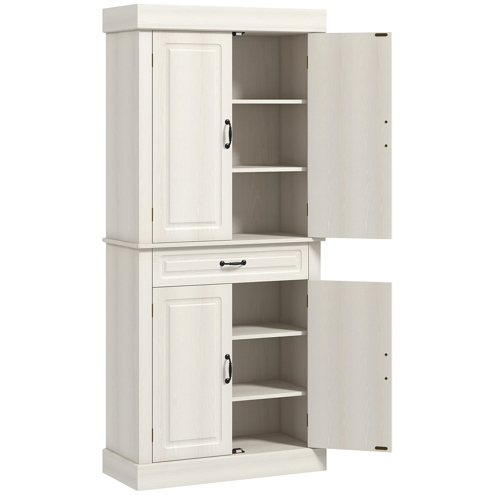 HOMCOM Tall Kitchen Cupboard, Kitchen Pantry Cabinet with Drawer, Shelves, Cream White