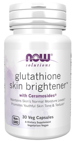 NOW Foods Glutathione Skin Brightener z Ceramosides Na Młodzieńczy Wygląd Skóry 30 Kapsułek