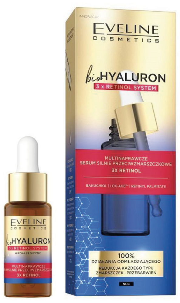 Eveline BioHyaluron 3x Retinol System Multi-Repair Anti-Wrinkle Night Serum 18ml